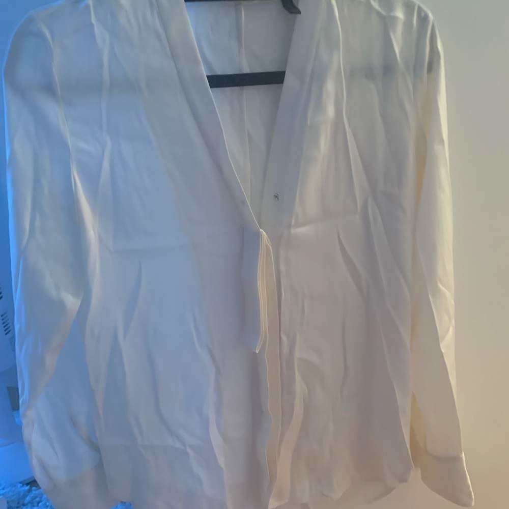 Theory long sleeve blouse w tie detail